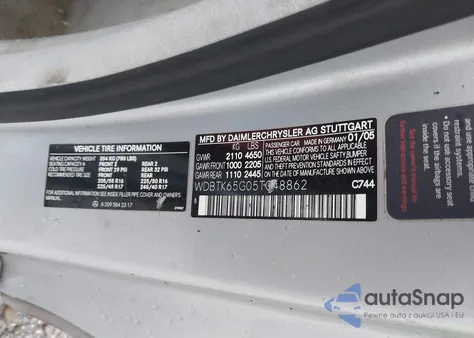 2005 Mercedes-Benz Clk 320 из США, поврежденный, VIN WDBTK65G05T048862